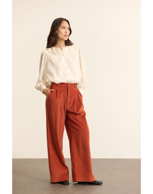 Pantalon en velours Voltaire terre-cuite