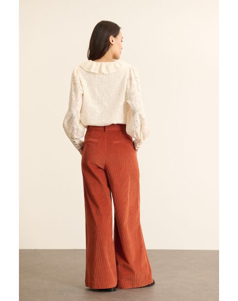 Pantalon en velours Voltaire terre-cuite