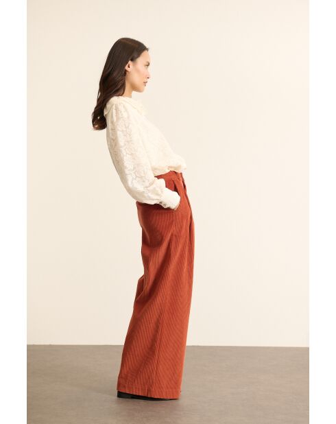 Pantalon en velours Voltaire terre-cuite