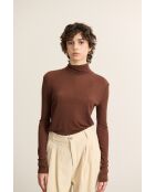 Tee-Shirt col montant manches longues Berne marron