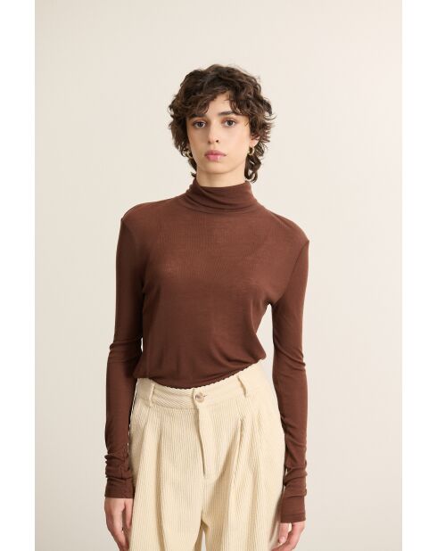 Tee-Shirt col montant manches longues Berne marron