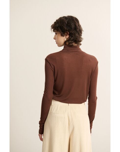Tee-Shirt col montant manches longues Berne marron