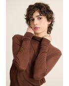Tee-Shirt col montant manches longues Berne marron