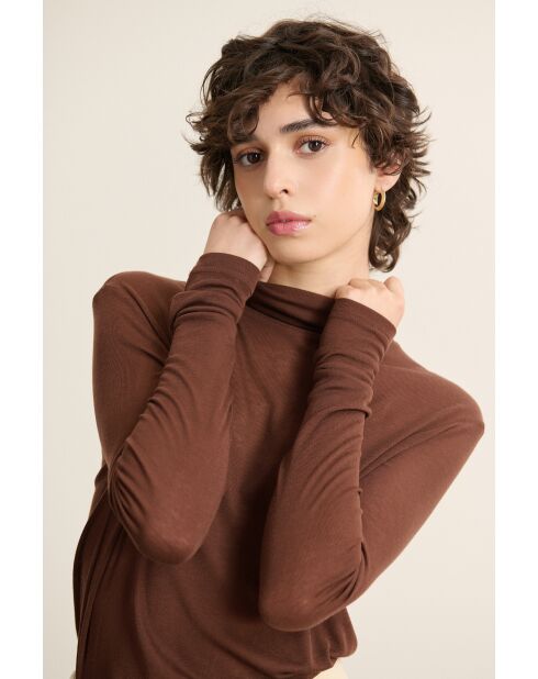 Tee-Shirt col montant manches longues Berne marron