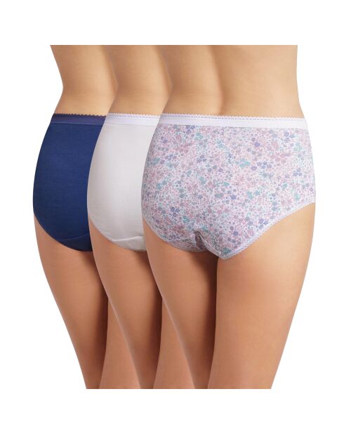 Confezione da 3 mutandine in cotone elasticizzato color lavanda