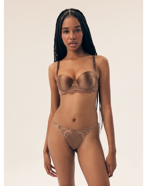 String Brillant marron doré