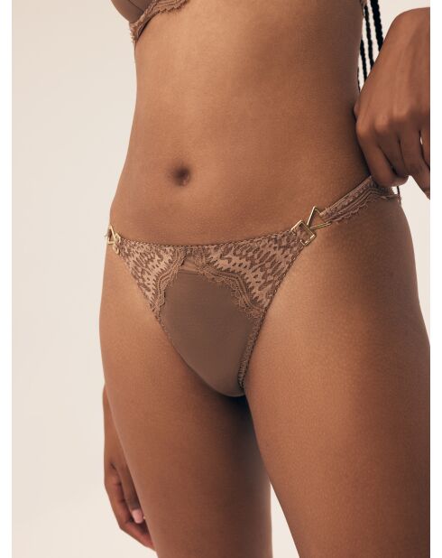 String Brillant marron doré