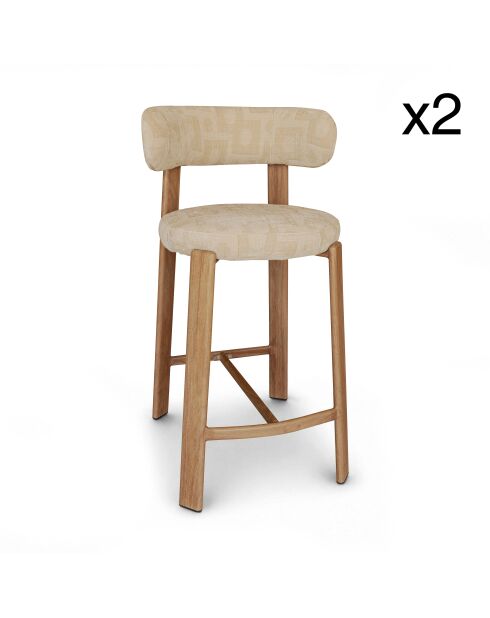 2 chaises de bar Suzie beiges - 50x50x90 cm
