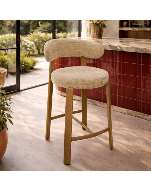 2 chaises de bar Suzie beiges - 50x50x90 cm
