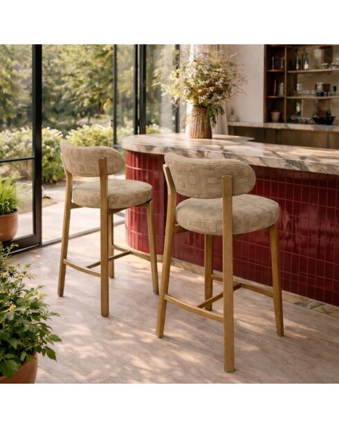2 chaises de bar Suzie beiges - 50x50x90 cm