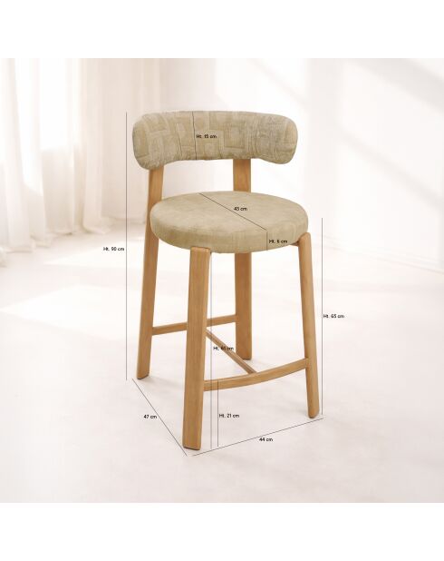 2 chaises de bar Suzie beiges - 50x50x90 cm