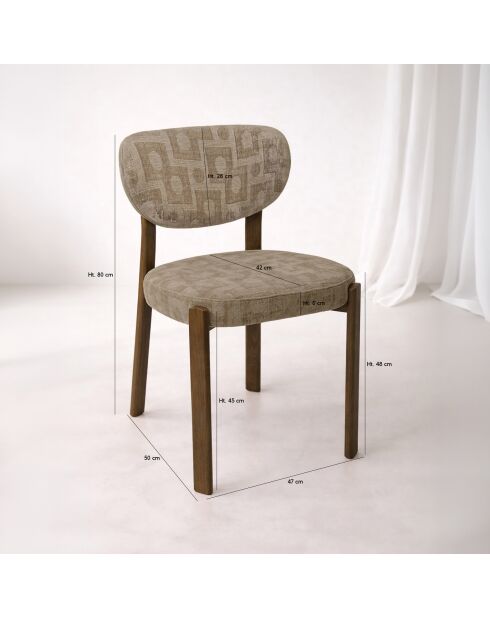 Lot 2 chaise Suzie taupe - 55x48x80.5 cm
