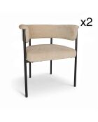 Set de 2 sillones de mesa Colette negro/beige - 61x52x70 cm