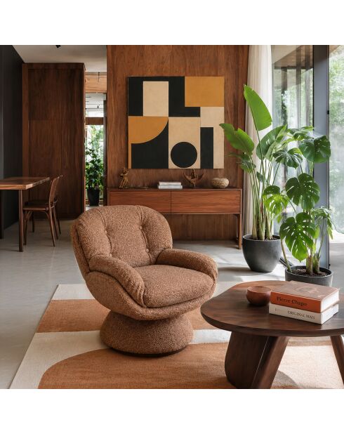 Fauteuil pivotant Gustave brique - 74x61x70 cm