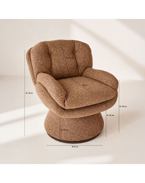 Fauteuil pivotant Gustave brique - 74x61x70 cm