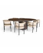 Ensemble table extensible fauteuils Colette beige/naturel - D.180/220cm