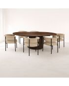 Ensemble table extensible fauteuils Colette beige/naturel - D.180/220cm
