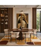 Ensemble table extensible fauteuils Colette beige/naturel - D.180/220cm