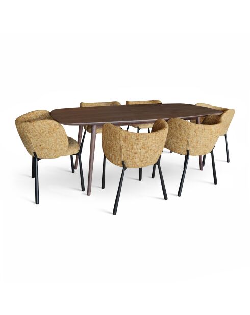 Ensemble table  fauteuils suzan Jaune/Naturel - D.200cm