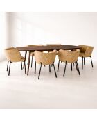 Ensemble table  fauteuils suzan Jaune/Naturel - D.200cm