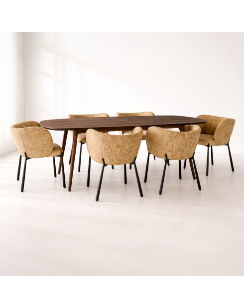 Ensemble table  fauteuils suzan Jaune/Naturel - D.200cm