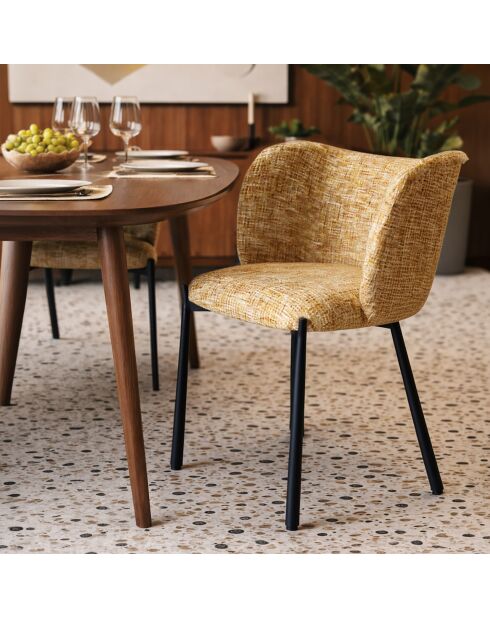 Ensemble table  fauteuils suzan Jaune/Naturel - D.200cm