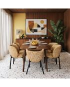 Ensemble table  fauteuils suzan Jaune/Naturel - D.200cm