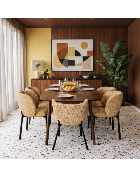 Ensemble table  fauteuils suzan Jaune/Naturel - D.200cm