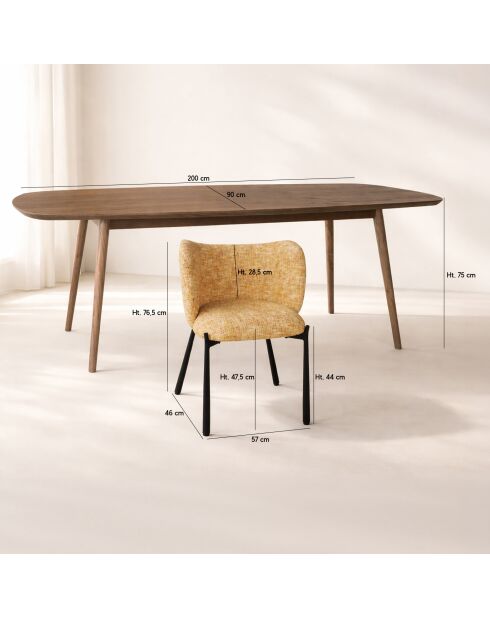 Ensemble table  fauteuils suzan Jaune/Naturel - D.200cm