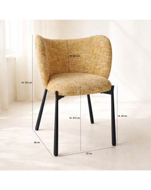 Set de 2 sillas de mesa Suzan negras - 58x54,5x76,5 cm