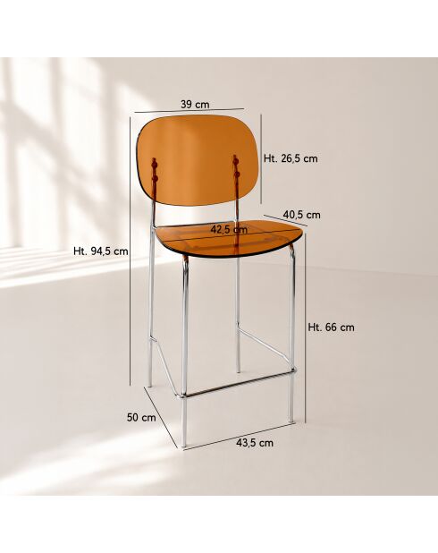 2 chaises de bar Glam orange - 49x42x88 cm