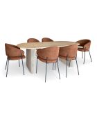 Ensemble table + 6 fauteuils Quito naturel/terracotta - 56.3x84.5x57.7cm