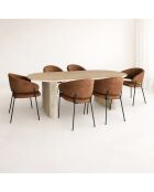Ensemble table + 6 fauteuils Quito naturel/terracotta - 56.3x84.5x57.7cm