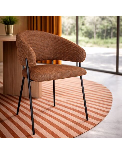 Ensemble table + 6 fauteuils Quito naturel/terracotta - 56.3x84.5x57.7cm