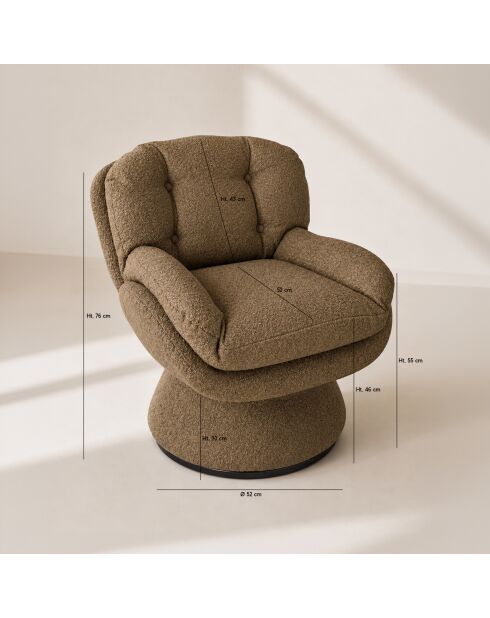 Fauteuil pivotant Gustave marron - 80x69x77.5 cm