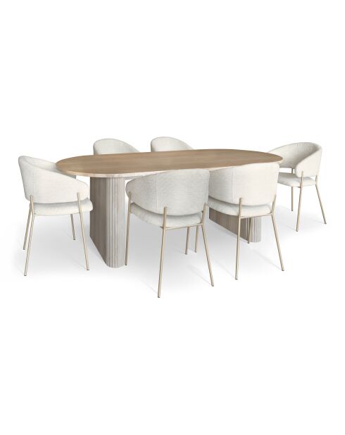 Ensemble table  fauteuils Quito écru /naturel - 220x90x75cm