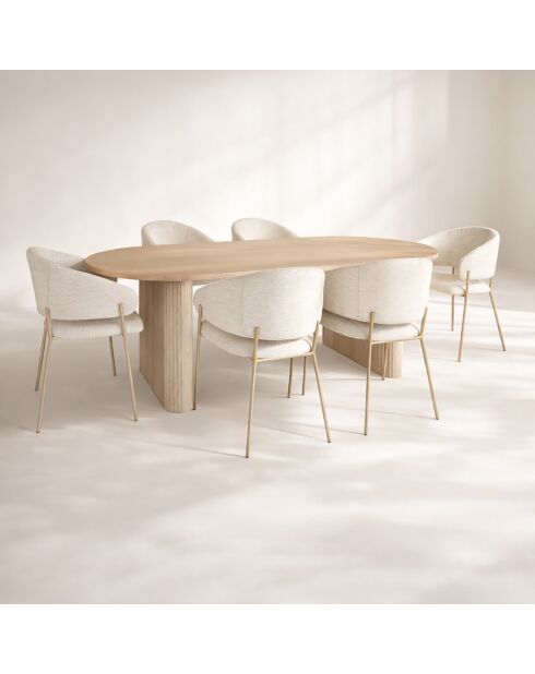 Ensemble table  fauteuils Quito écru /naturel - 220x90x75cm