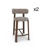 2 sillas de bar Suzie taupe/madera - 50x50x90 cm