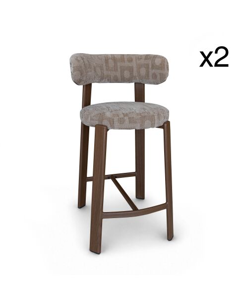2 chaises de bar Suzie taupe / bois - 50x50x90 cm