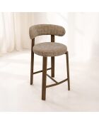 2 sillas de bar Suzie taupe/madera - 50x50x90 cm
