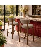 2 sillas de bar Suzie taupe/madera - 50x50x90 cm
