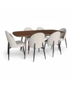 Set de mesa y 6 sillas Leonie, color crudo/natural, 200 cm