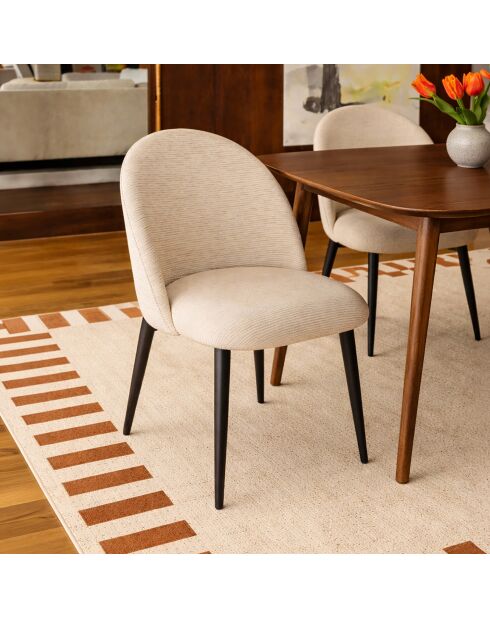 Set de mesa y 6 sillas Leonie, color crudo/natural, 200 cm