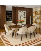 Set de mesa y 6 sillas Leonie, color crudo/natural, 200 cm