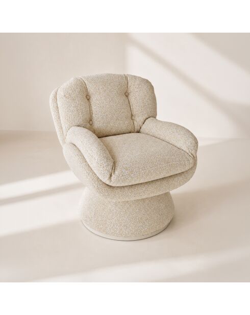 Fauteuil pivotant Gustave beige - 74x61x70 cm