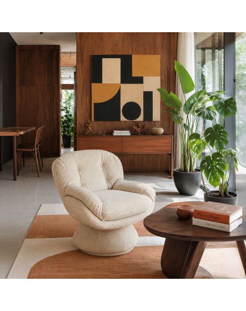 Fauteuil pivotant Gustave beige - 74x61x70 cm