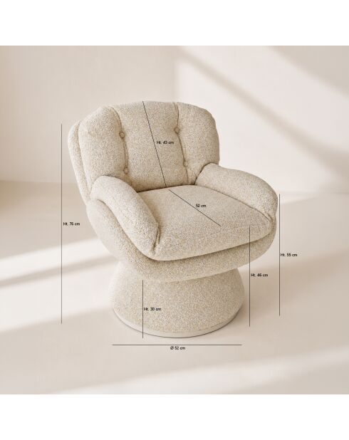 Fauteuil pivotant Gustave beige - 74x61x70 cm