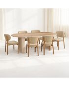Ensemble table + 6 chaises Suzie naturel/ beige - 220x90x75cm