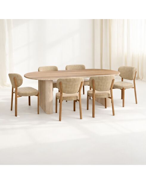 Ensemble table + 6 chaises Suzie naturel/ beige - 220x90x75cm