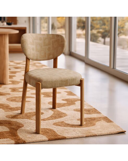 Ensemble table + 6 chaises Suzie naturel/ beige - 220x90x75cm